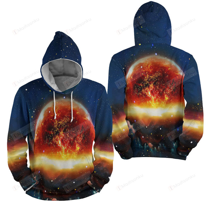 Galaxy Fire Storm On A Galaxy Illustration 3d Full Over Print Hoodie Zip Hoodie Sweater Tshirt
