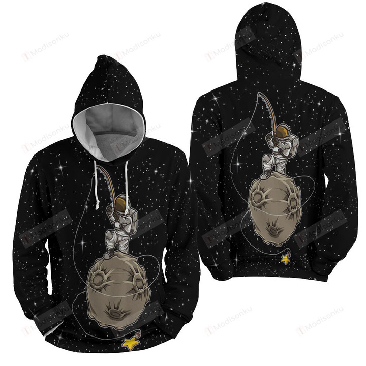 Astronaut Star Fishing Illustration 3d Full Over Print Hoodie Zip Hoodie Sweater Tshirt