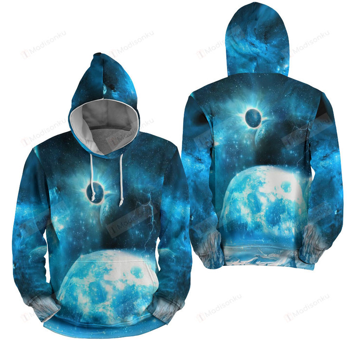Mystery Cool Blue Universe Illustration 3d Full Over Print Hoodie Zip Hoodie Sweater Tshirt