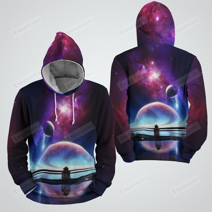 Space Exploration In The Milky Way Illustration 3d Full Over Print Hoodie Zip Hoodie Sweater Tshirt