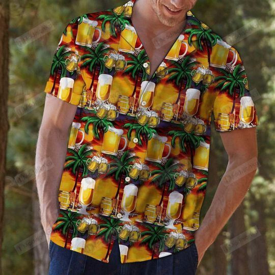 Beer Caft Palm Tree Hawaiian Shirt