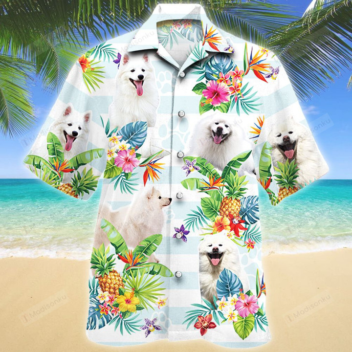 American Eskimo Dog Tropical Flower Hawaiian Shirt