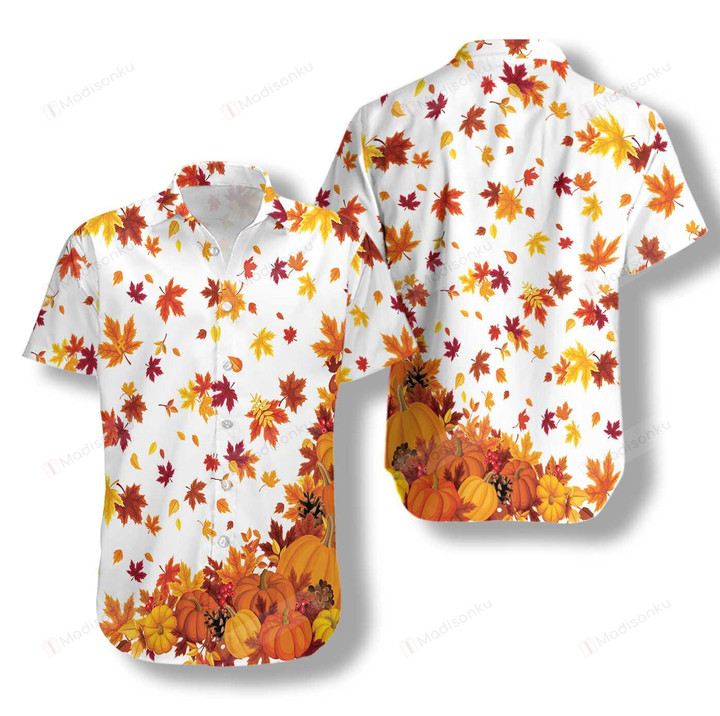 Thanksgiving Pumpkins And Autumn Leaves Hawaiian Shirt