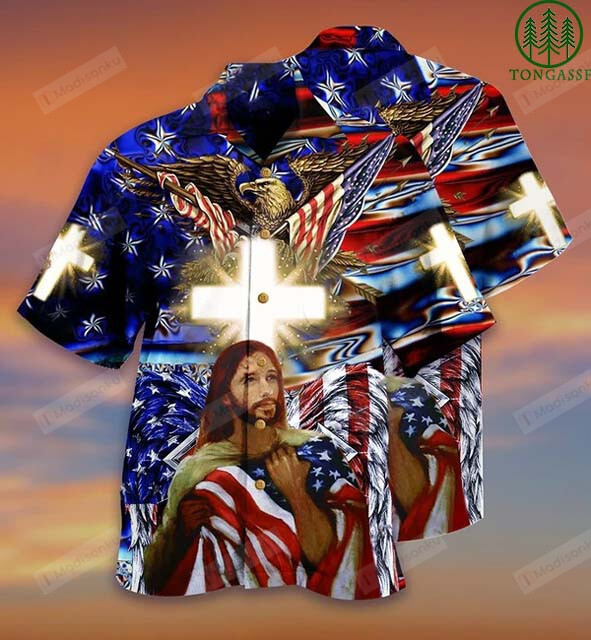 America and Jesus Bless Hawaiian Shirt