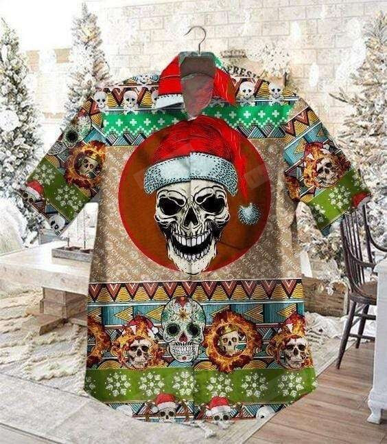 Skull Santa Claws Mandala Christmas Hawaiian Shirt