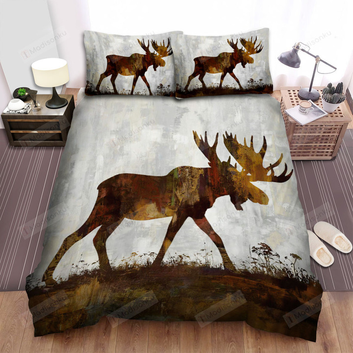 The Moose Silhouette Bed Sheets Spread Duvet Cover Bedding Sets