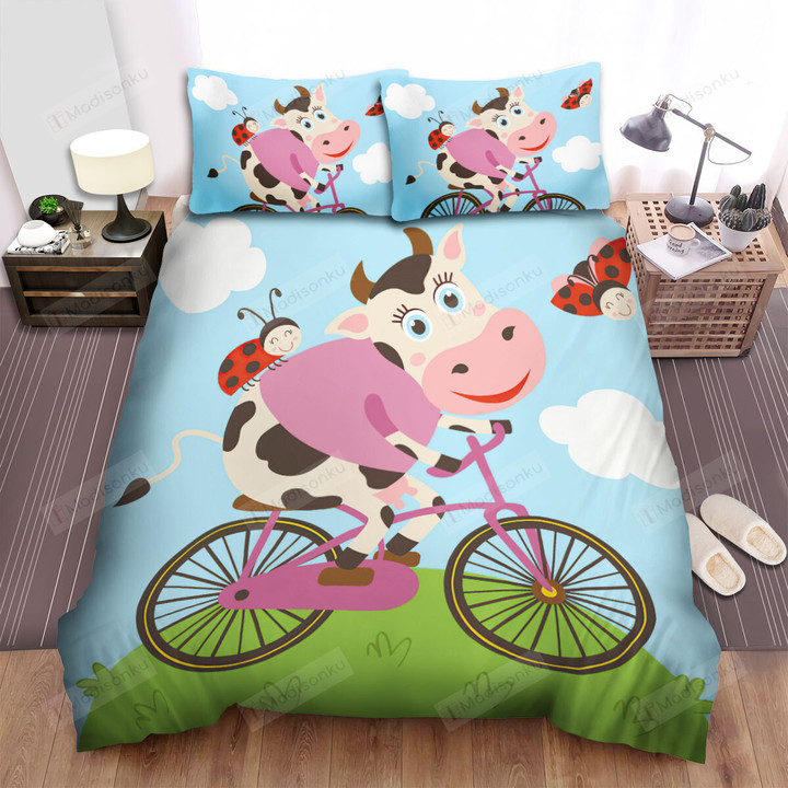The Cattle - The Milk Cow Cycling Art Bed Sheets Spread Duvet Cover Bedding Sets