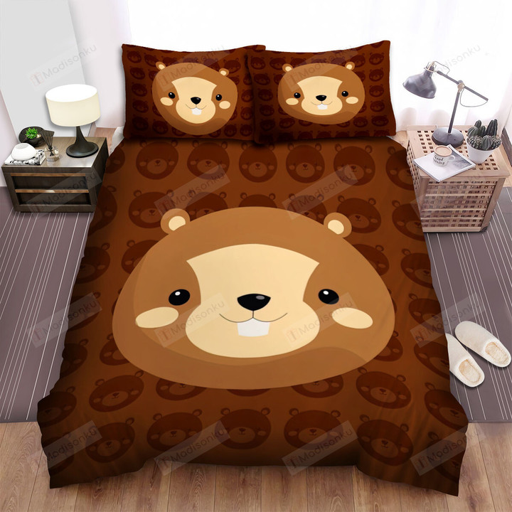The Wild Animal - The Seamless Face Of The Beaver Bed Sheets Spread Duvet Cover Bedding Sets