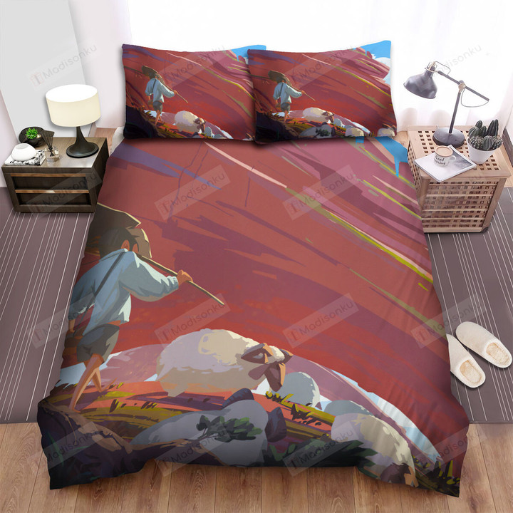 The Sheep And The Farmer Bed Sheets Spread Duvet Cover Bedding Setsr Tshirt