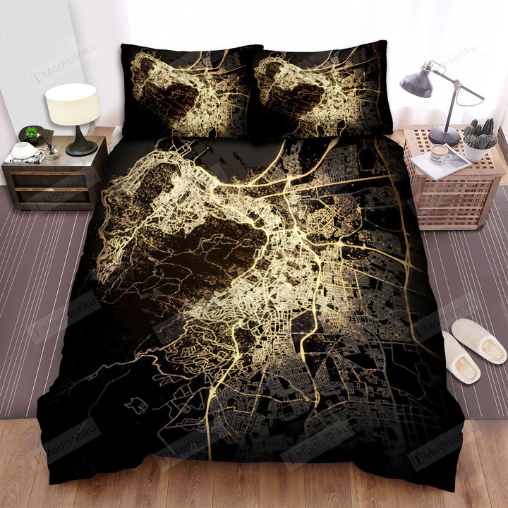 City Light Maps Cape Town Bed Sheets Spread Comforter Duvet Cover Bedding Sets