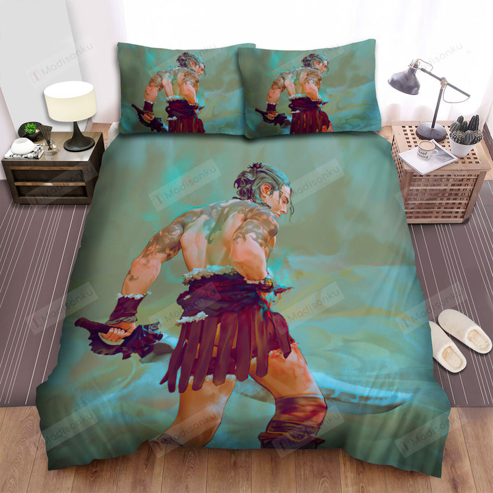 Tattooed Gladiator Watercolor Art Painting Bed Sheets Spread Duvet Cover Bedding Sets