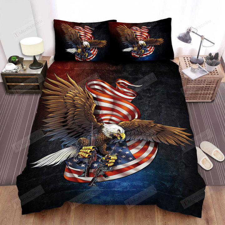 The Wild Animal - The Bald Eagle Carrying Guns Bed Sheets Spread Duvet Cover Bedding Sets