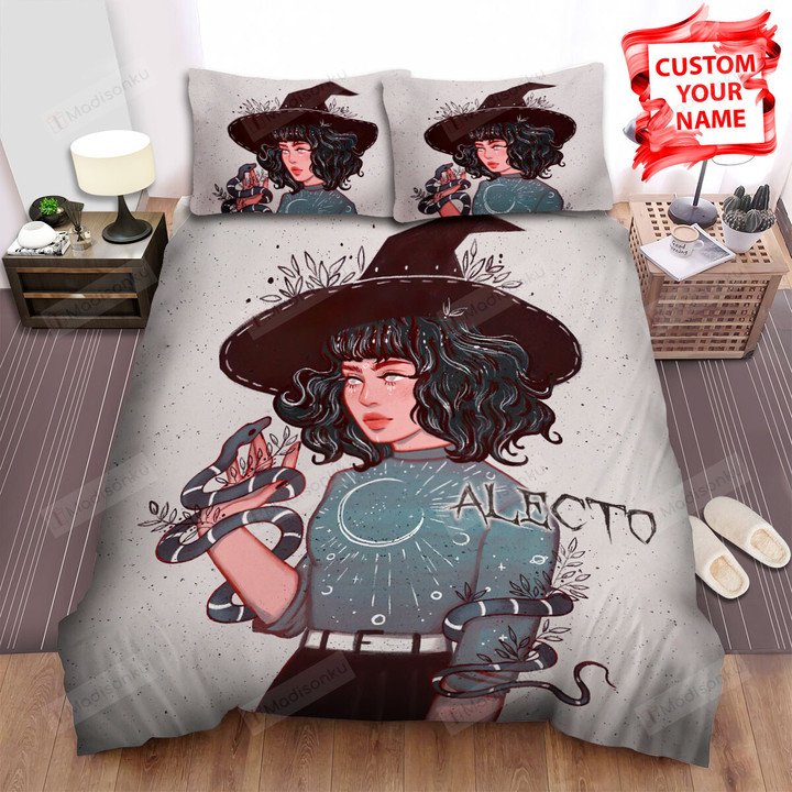Personalized Modern Witch With Blue Snake Bed Sheets Spread Comforter Duvet Cover Bedding Sets