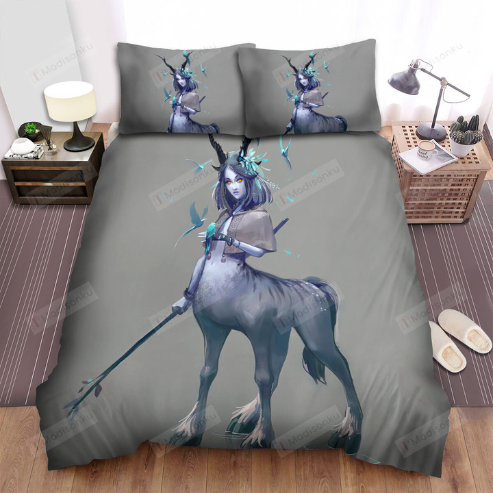 Centaur Girl With Blue Birds Artwork Bed Sheets Spread Duvet Cover Bedding Sets