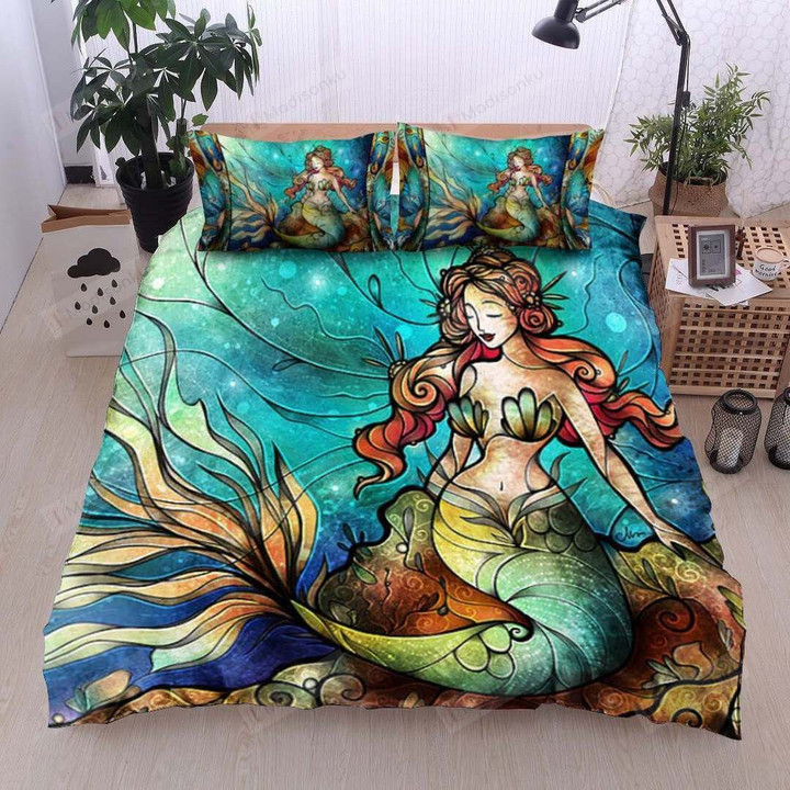 Mermaid Cotton Bed Sheets Spread Comforter Duvet Cover Bedding Sets