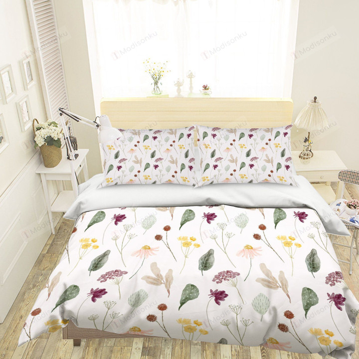 Leaves And Flowers Bed Sheets Duvet Cover Bedding Set Great Gifts For Birthday Christmas Thanksgiving
