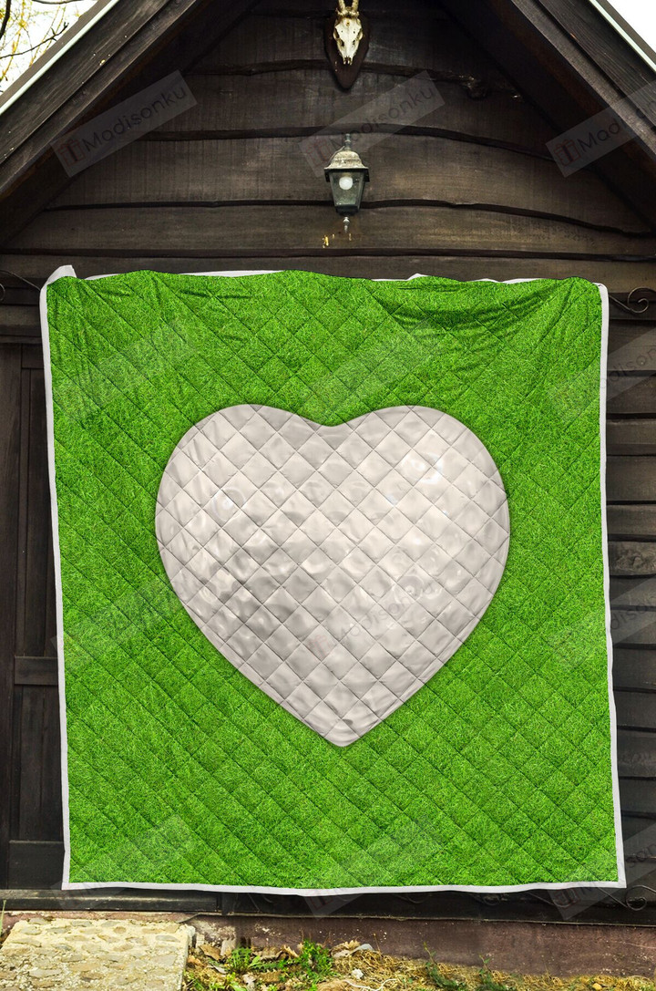Golf Heart, Green Grass Quilt Blanket Great Customized Blanket Gifts For Birthday Christmas Thanksgiving