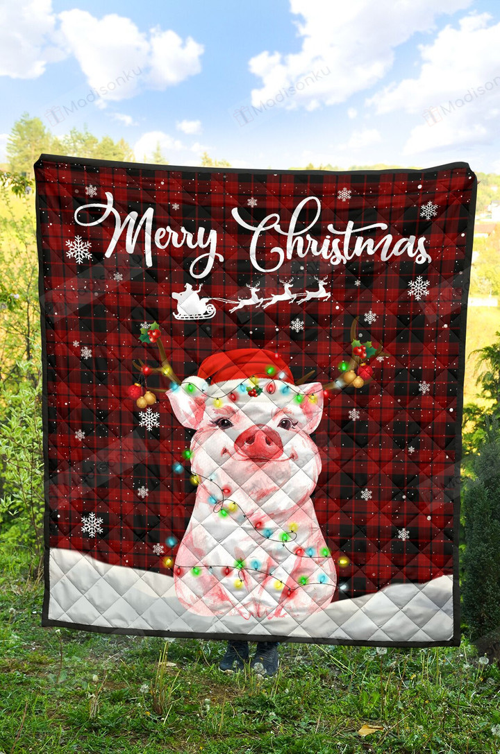 Pig Farm Merry Christmas Quilt Blanket Great Gifts For Birthday Christmas Thanksgiving Anniversary