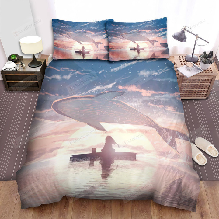 The Wildlife - The Whale Jumping Scenery Bed Sheets Spread Duvet Cover Bedding Sets