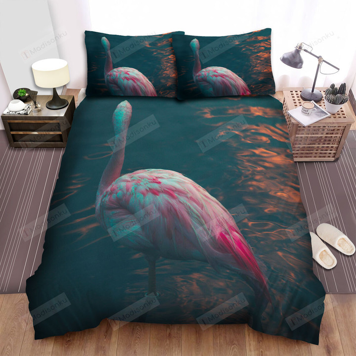 The Wildlife - The Flamingo Standing In The River Bed Sheets Spread Duvet Cover Bedding Sets