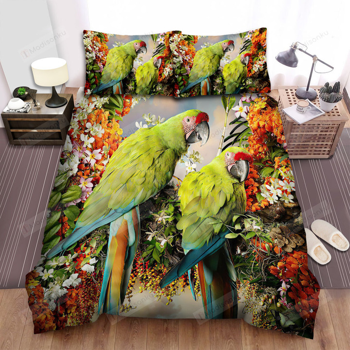 The Wild Animal - The Green Parrot Wallpaper Bed Sheets Spread Duvet Cover Bedding Sets