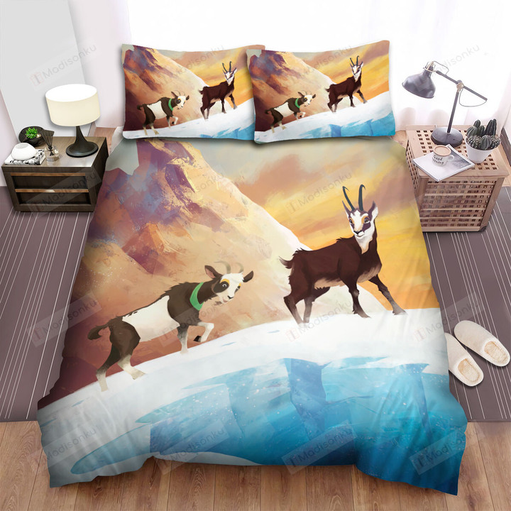 The Creature - The Goat Walking On The Snow Mountain Bed Sheets Spread Duvet Cover Bedding Sets
