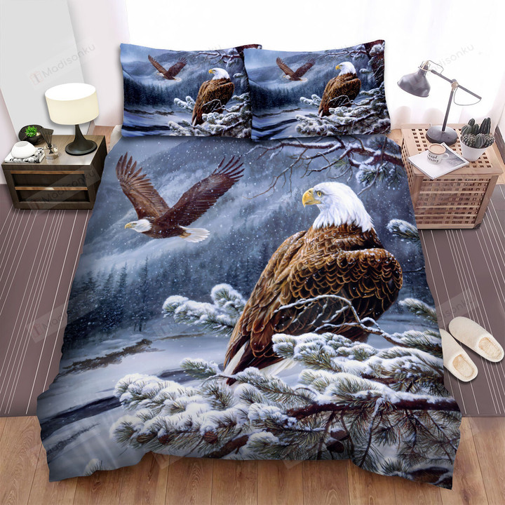 The Bald Eagle In The Winter Bed Sheets Spread Duvet Cover Bedding Sets