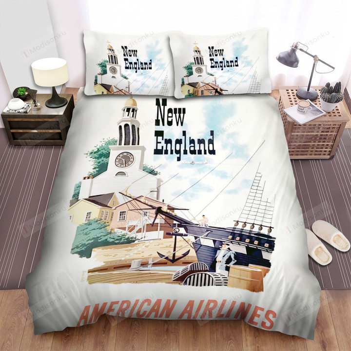 Connecticut New England Church Boat Bed Sheets Spread Comforter Duvet Cover Bedding Sets