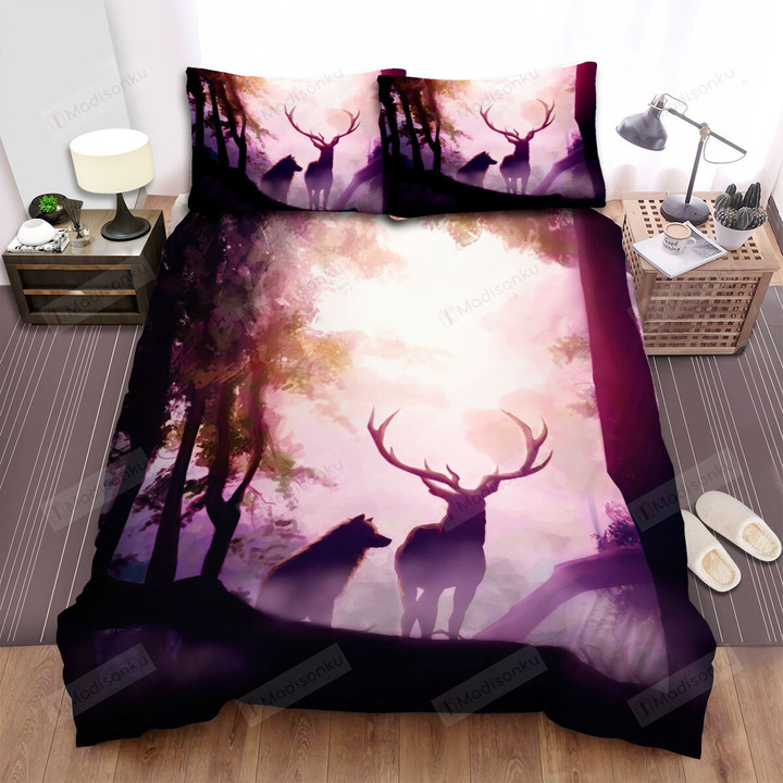 The Deer And The Wolf Bed Sheets Spread Duvet Cover Bedding Sets