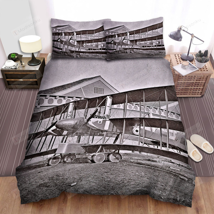 Ww1 Italian Aircraft - Caproni Ca Monochrome Image Bed Sheets Spread Duvet Cover Bedding Sets