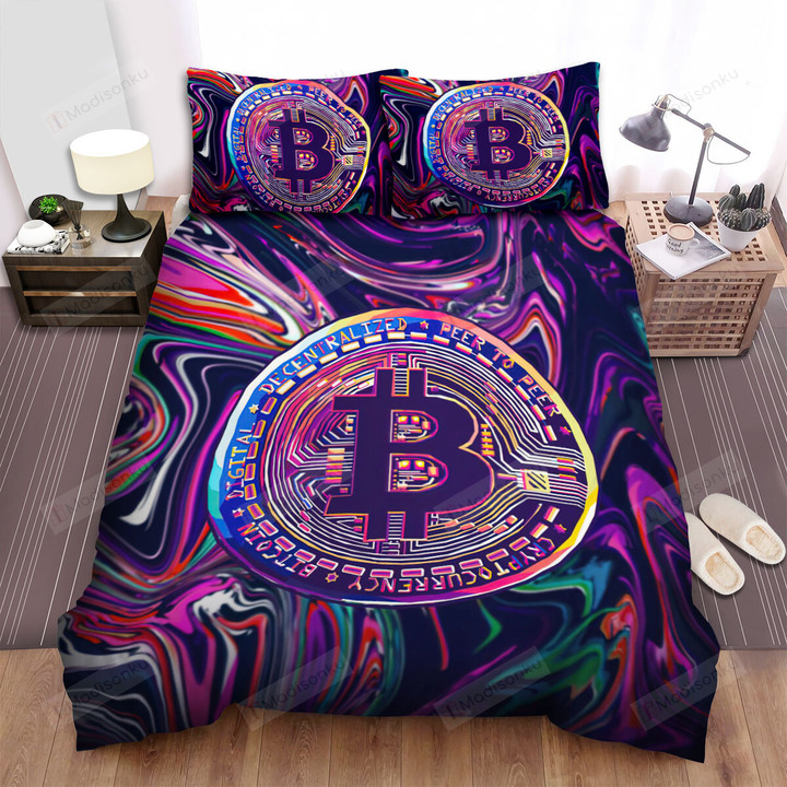 Bitcoin Token Pop Art Illustration Bed Sheets Spread Duvet Cover Bedding Sets