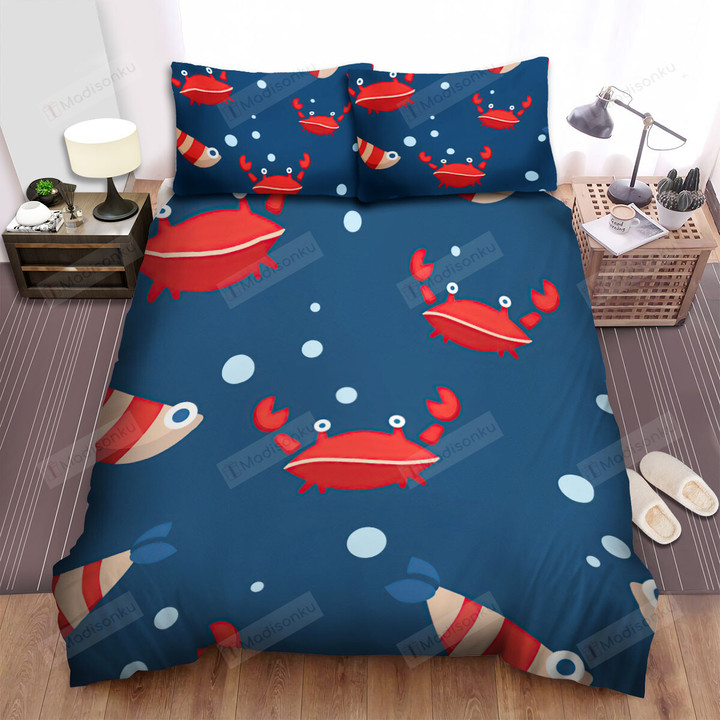 The Wildlife - The Red Crab Under The Ocean Bed Sheets Spread Duvet Cover Bedding Sets