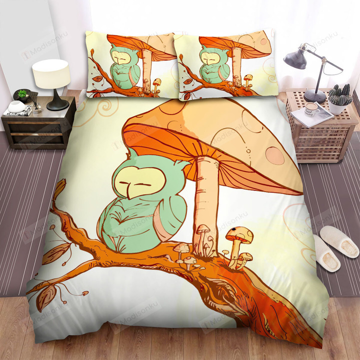 The Owl Under The Mushroom Bed Sheets Spread Duvet Cover Bedding Sets