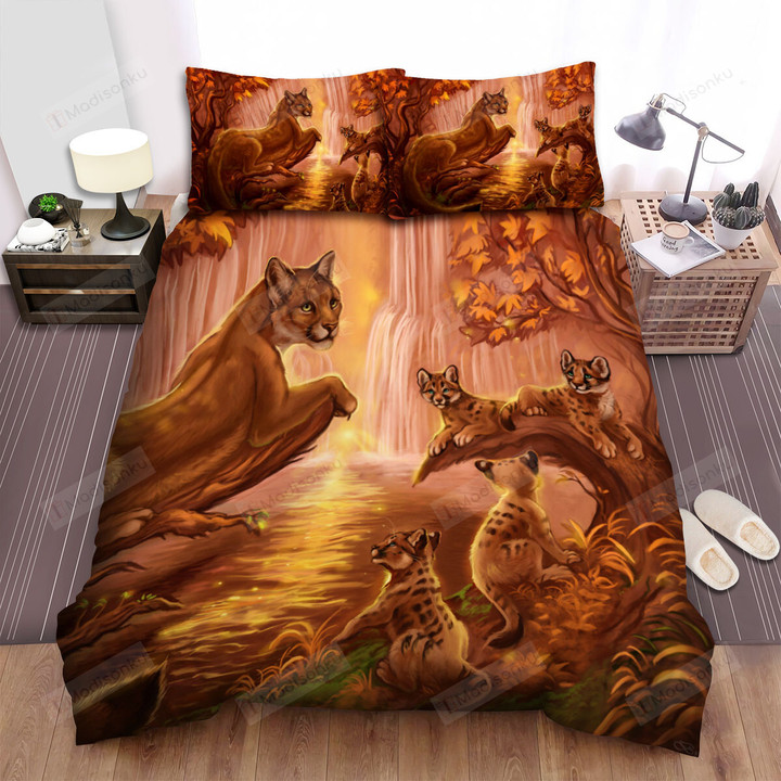 The Wildlife - The Cougar And Her Cubs Bed Sheets Spread Duvet Cover Bedding Sets