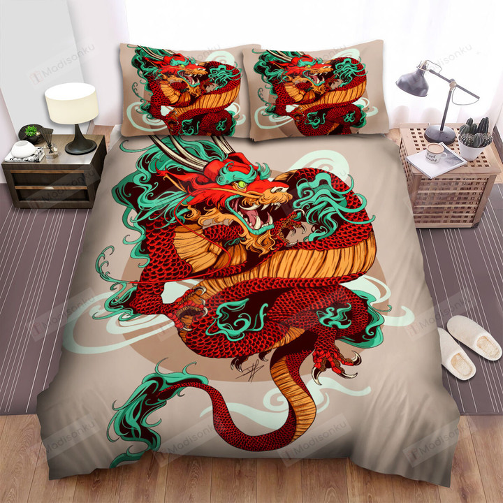 The Mythical Creature - The Oriental Dragon Tattoo Art Bed Sheets Spread Duvet Cover Bedding Sets