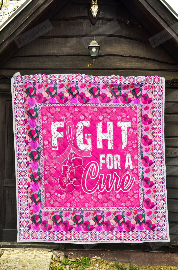 Fight For A Cure Of Breast Cancer, Pink Ribbon Quilt Blanket Great Customized Blanket Gifts For Birthday Christmas Thanksgiving