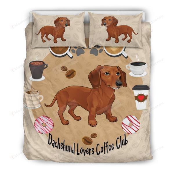 Dachshund Lovers Coffee Club Bedding Set Bed Sheets Spread Comforter Duvet Cover Bedding Sets
