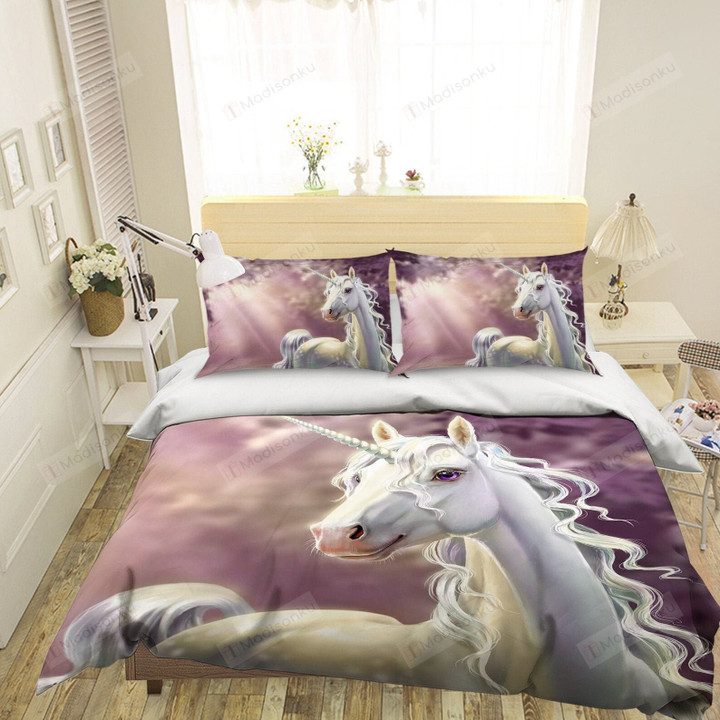 3D White Horse Unicorn Bedding Set Bed Sheets Spread Comforter Duvet Cover Bedding Sets