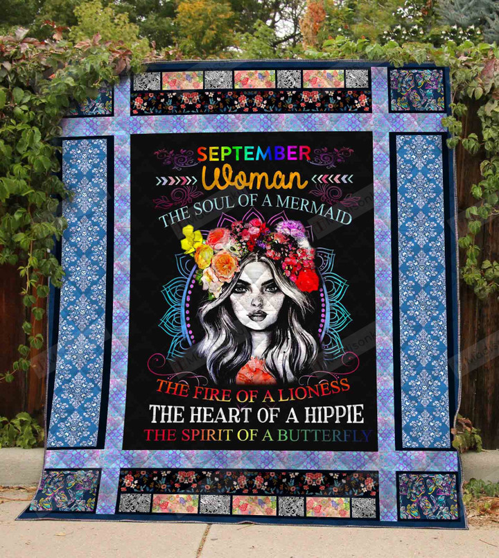 Personalized Hippie The Spirit Of A Butterfly Quilt Blanket Great Customized Gifts For Birthday Christmas Thanksgiving Perfect Gifts For Hippie