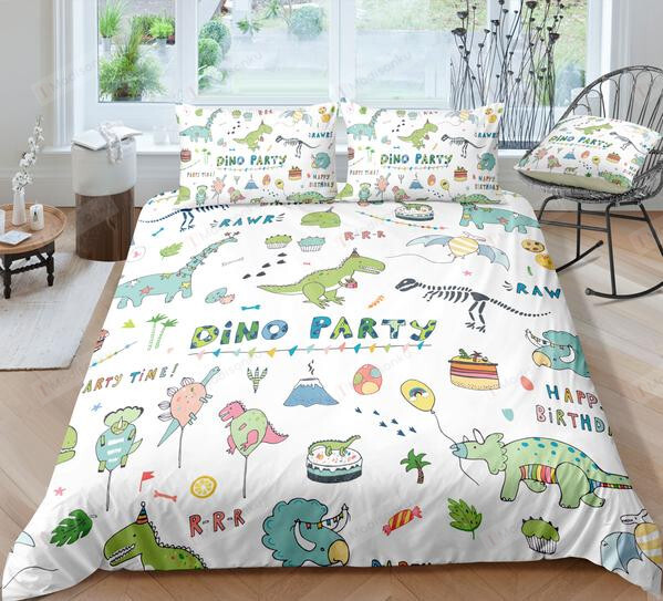Kid Dino Cotton Bed Sheets Spread Comforter Duvet Cover Bedding Sets