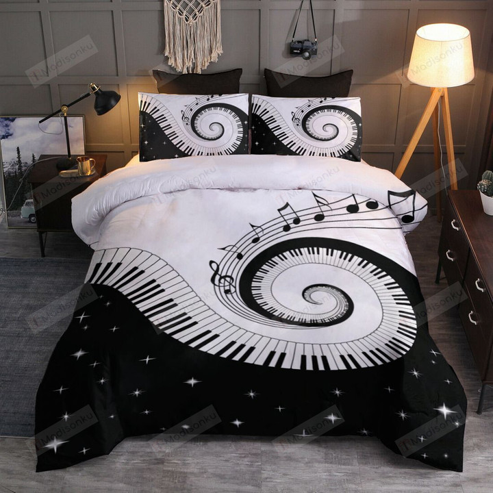 Music Note Piano Bed Sheets Duvet Cover Bedding Set Great Gifts For Birthday Christmas Thanksgiving