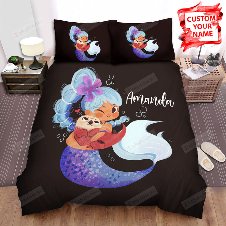 Mermaid Otter Bed Sheets Spread Comforter Duvet Cover Bedding Sets