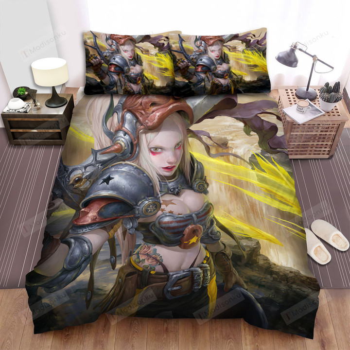 Dragon Knight Girl Artwork Bed Sheets Spread Duvet Cover Bedding Sets