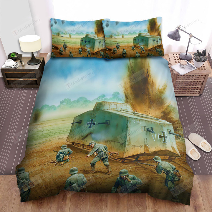 Military Weapon In Ww1 - German Empire Tank A7v Tank In The Battle Bed Sheets Spread Duvet Cover Bedding Sets