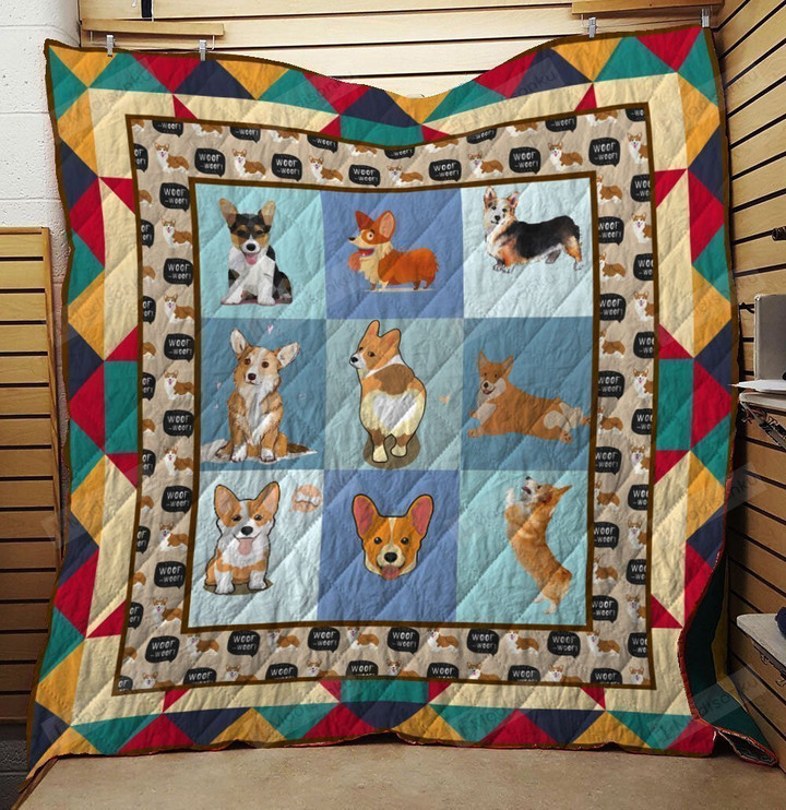 Cute Corgi Happy Face Quilt Blanket Great Customized Blanket For Birthday Christmas Thanksgiving Anniversary
