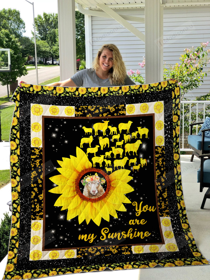 Sunflower Sheep You Are My Sunhine Quilt Blanket Great Customized Blanket Gifts For Birthday Christmas Thanksgiving