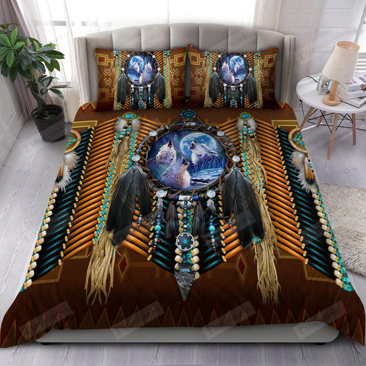 Native American Wolf Bed Sheets Spread Comforter Duvet Cover Bedding Sets