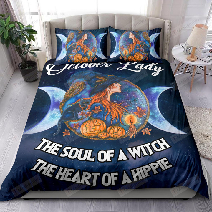 October Lady The Soul Of A Witch Halloween Bedding Set Bed Sheets Spread Comforter Duvet Cover Bedding Sets