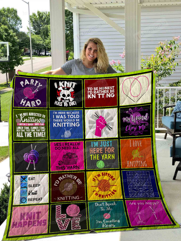 Knitting I'm Just Here For The Yarn Quilt Blanket Great Customized Gifts For Birthday Christmas Thanksgiving Perfect Gifts For Knitting Lover