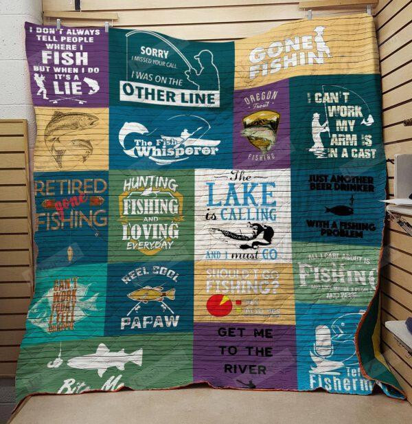 Fishing The Lake Is Calling And I Must Go Quilt Blanket Great Customized Blanket Gifts For Birthday Christmas Thanksgiving